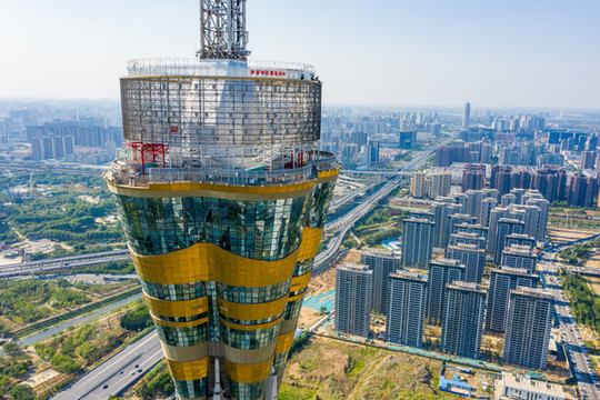 航拍鄭州中原福塔河南廣電塔