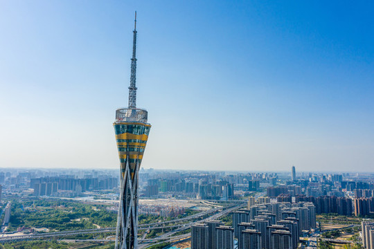 航拍鄭州中原福塔河南廣電塔