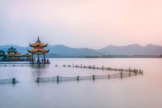 杭州西湖中式園林風景