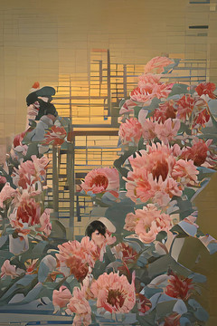 中國風(fēng)花卉數(shù)碼印花