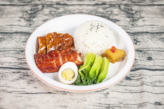 燒鴨叉燒雙拼飯
