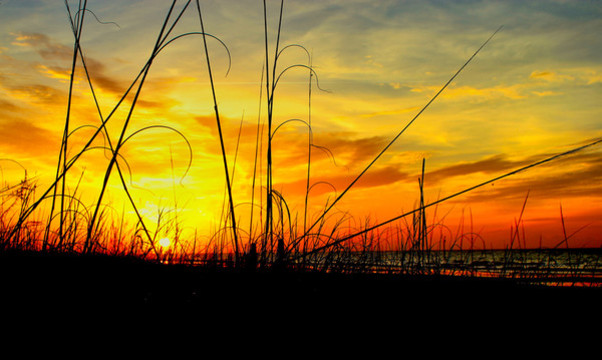 晚霞與夕陽