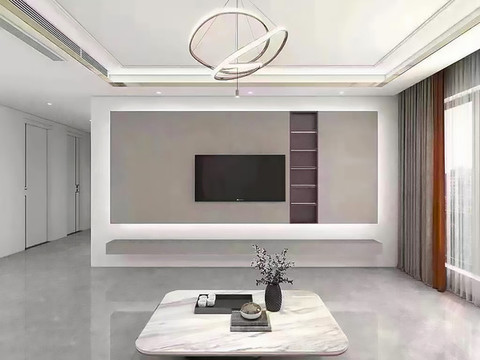 客廳電視墻實景圖
