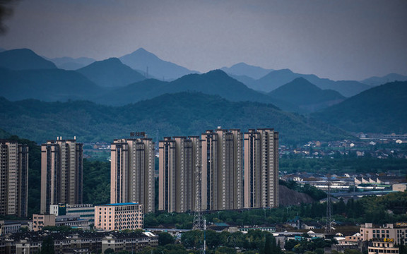 龍山俯瞰紹興上虞城市風(fēng)光