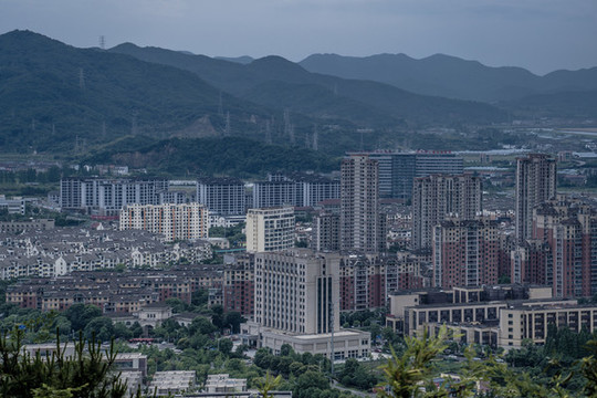 龍山俯瞰紹興上虞城市風(fēng)光
