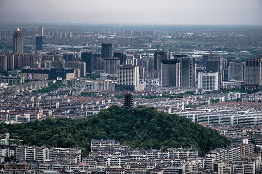 龍山俯瞰紹興上虞城市風(fēng)光