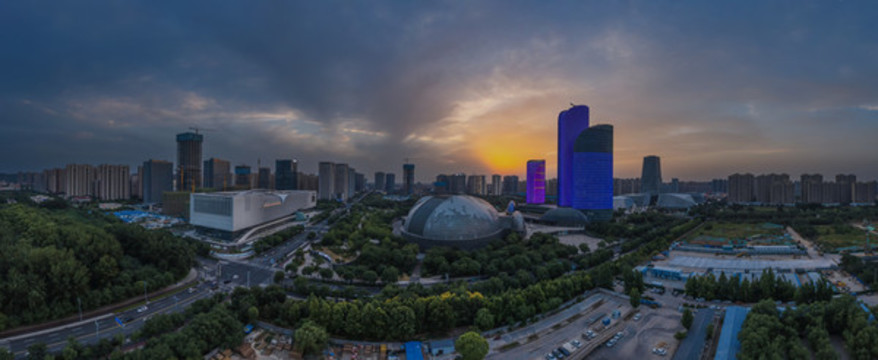 寬幅山東省會大劇院夜色全景