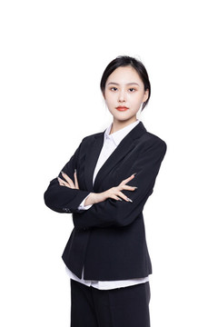 西裝商務(wù)美女雙手抱胸肖像