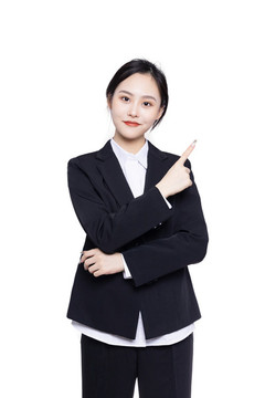 商務(wù)女性伸手指向上方肖像
