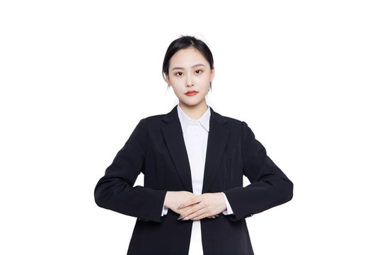 白色背景下的商務女性