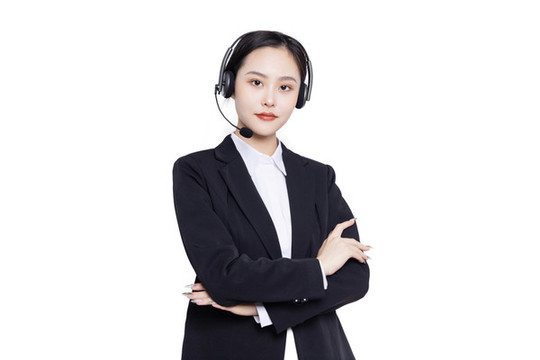 商務女性客服戴著耳麥