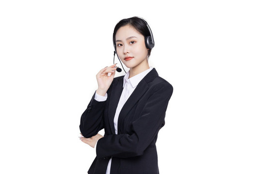 商務(wù)女性客服戴著耳麥