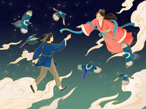 七夕牛郎織女相會(huì)