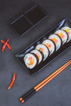 壽司美食日韓料理暗調(diào)背景