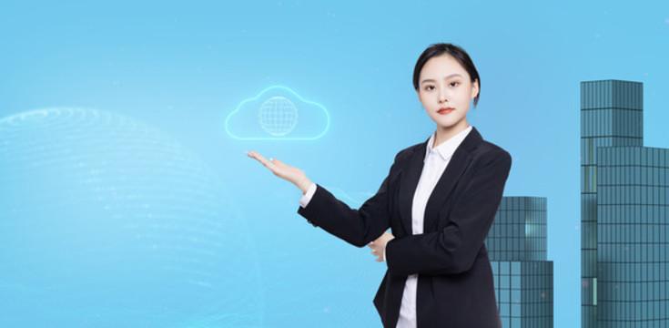 商務(wù)美女介紹網(wǎng)絡(luò)云概念