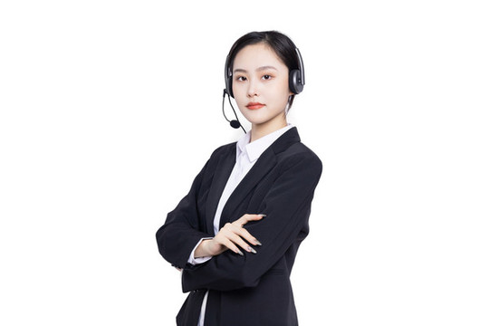 戴耳麥的女性客服肖像