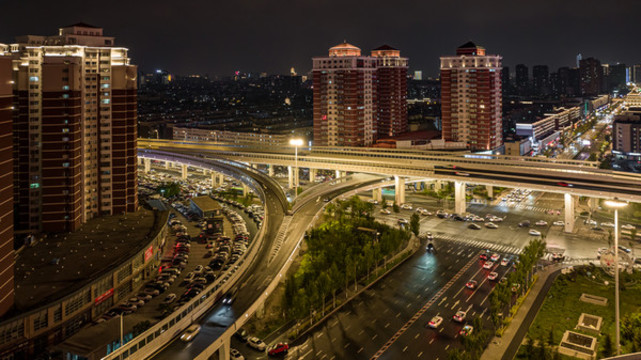 中國長春吉林大路立交橋夜景
