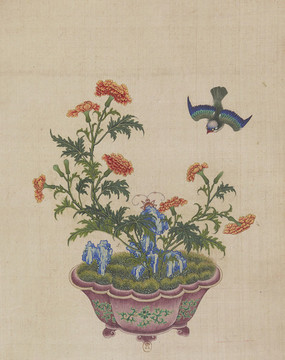 菊花盆栽國(guó)畫