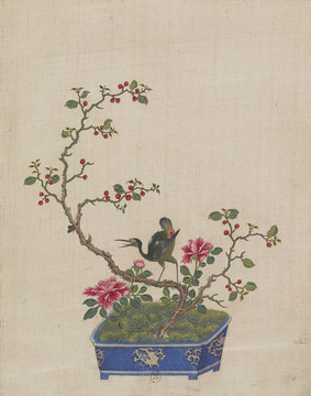 月季花盆景國(guó)畫(huà)
