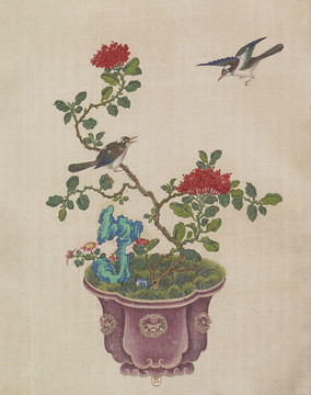 花草飛鳥(niǎo)盆景國(guó)畫