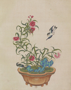 花卉飛鳥(niǎo)盆景國(guó)畫
