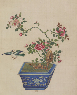花鳥盆景國畫