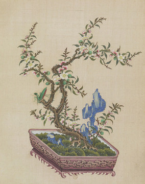 螳螂花卉盆景國(guó)畫(huà)