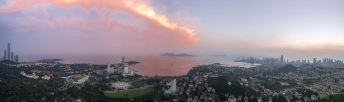 航拍青島灣區(qū)風(fēng)光全景大畫幅