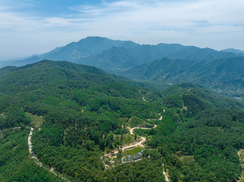 航拍濟南藥鄉(xiāng)森林公園