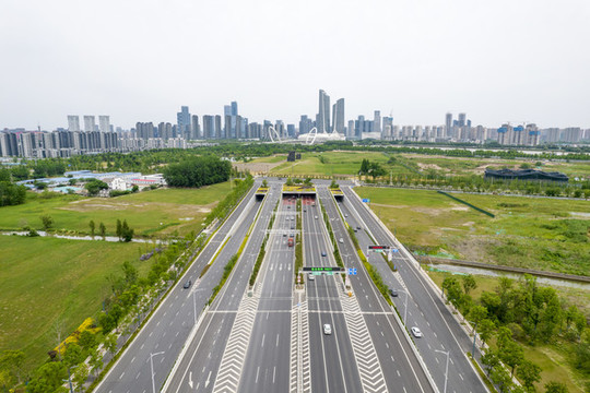 航拍南京江心洲大橋