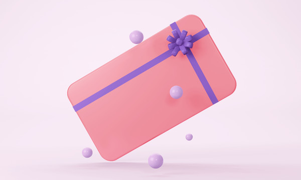 3D粉色节日贺卡或购物优惠券素材