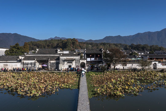 安徽宏村南湖畫(huà)橋風(fēng)景
