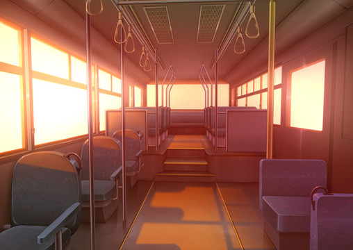日落晚上公交車(chē)內(nèi)