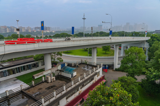 長(zhǎng)沙市城市天際線和立交橋