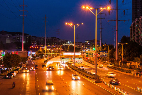 城市夜景車流光軌延時(shí)攝影