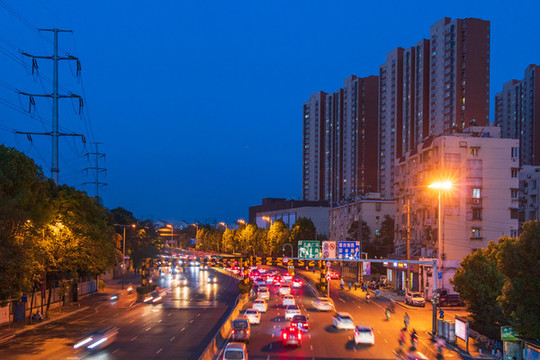 夜景車流燈光