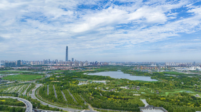 天津水西公園美景航拍