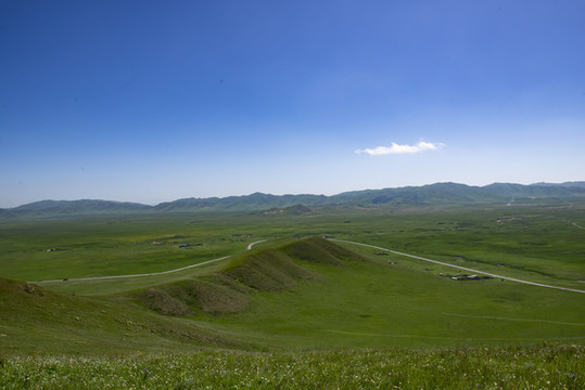 藍(lán)天白云若爾蓋大草原風(fēng)景