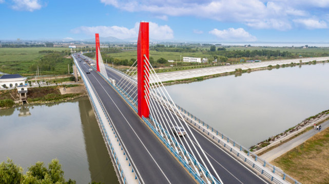 航拍合肥濱湖新區(qū)南淝河大橋