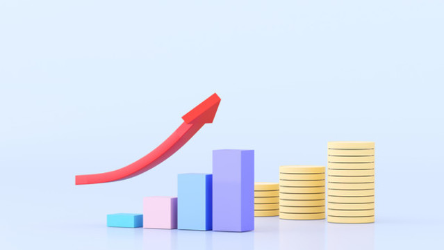 金幣上升的箭頭金融概念