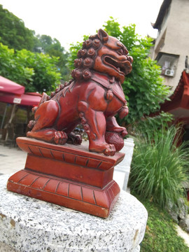 復(fù)古雕刻雕像石獅子