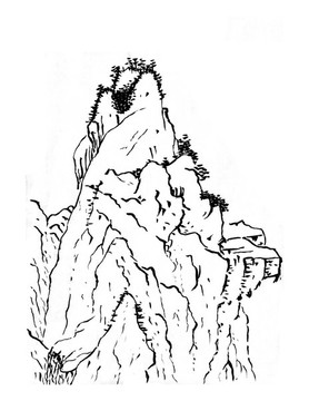 手繪國畫山石山水素材