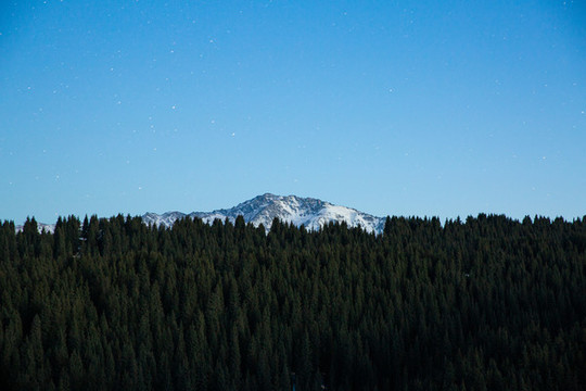 新疆烏魯木齊星空銀河下的天山
