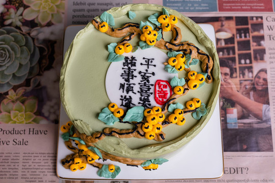 國風(fēng)手繪祝壽蛋糕