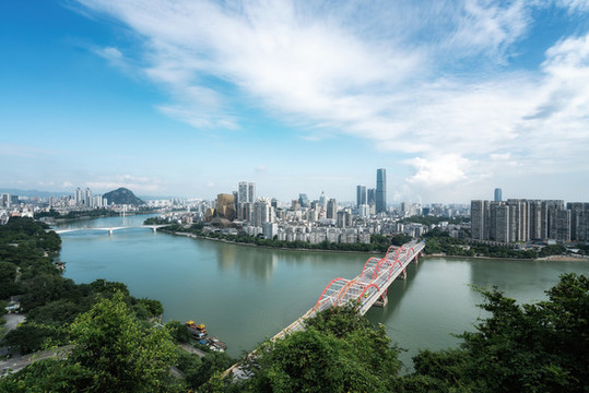 航拍柳州城市特寫
