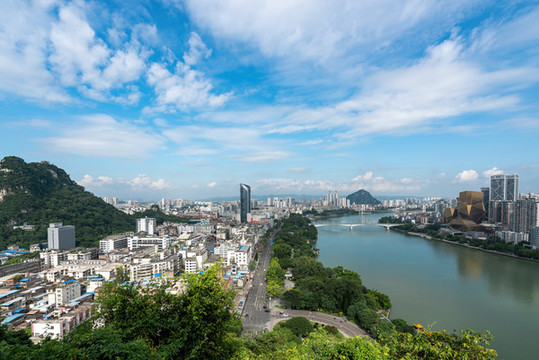 航拍柳州城市景觀