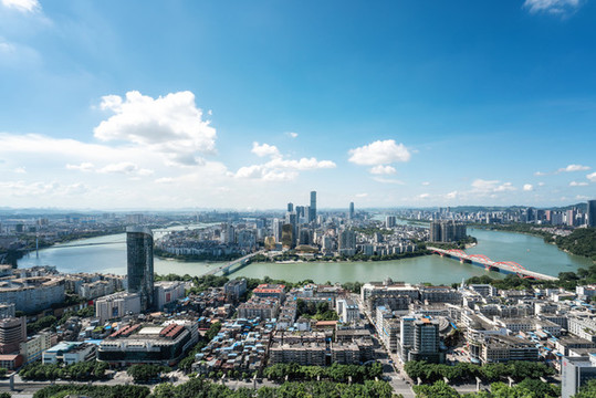 航拍柳州城市景觀全景