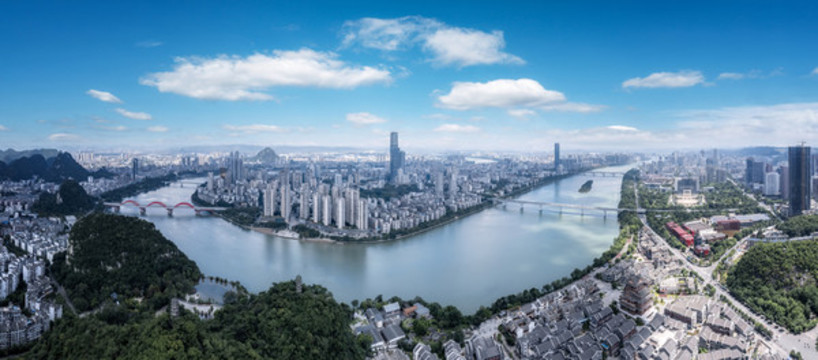 航拍廣西柳州城市全景大畫(huà)幅