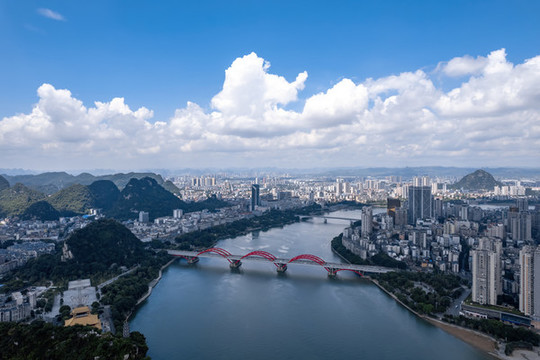 俯瞰柳州柳江城市景觀