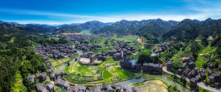 航拍三江侗族程陽(yáng)八寨自然風(fēng)光